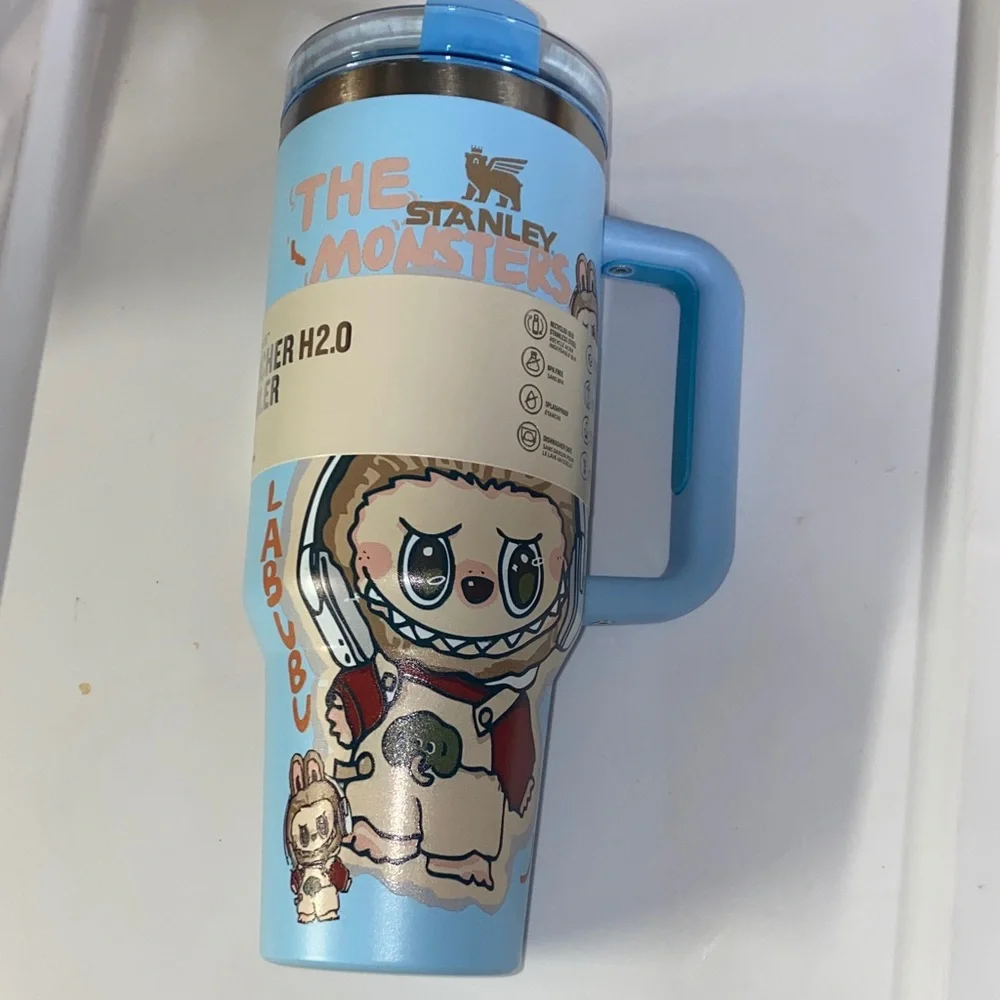 Stanley‎ Labubu The Monsters Tumbler Baby Blue Hippie Hipster Headphones Music - Picture 4 of 10